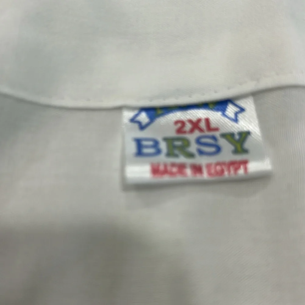 BRSY Egypt Cotton Dress. White and Blue Embroidery With Synched Waist.‎ Size 2XL
